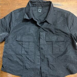 Forever 21 Charcoal Button-Up Blouse